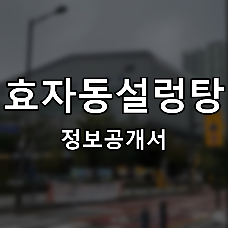 효자동설렁탕 프랜차이즈 정보공개서