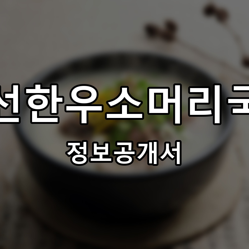 조선한우소머리국밥 프랜차이즈 정보공개서