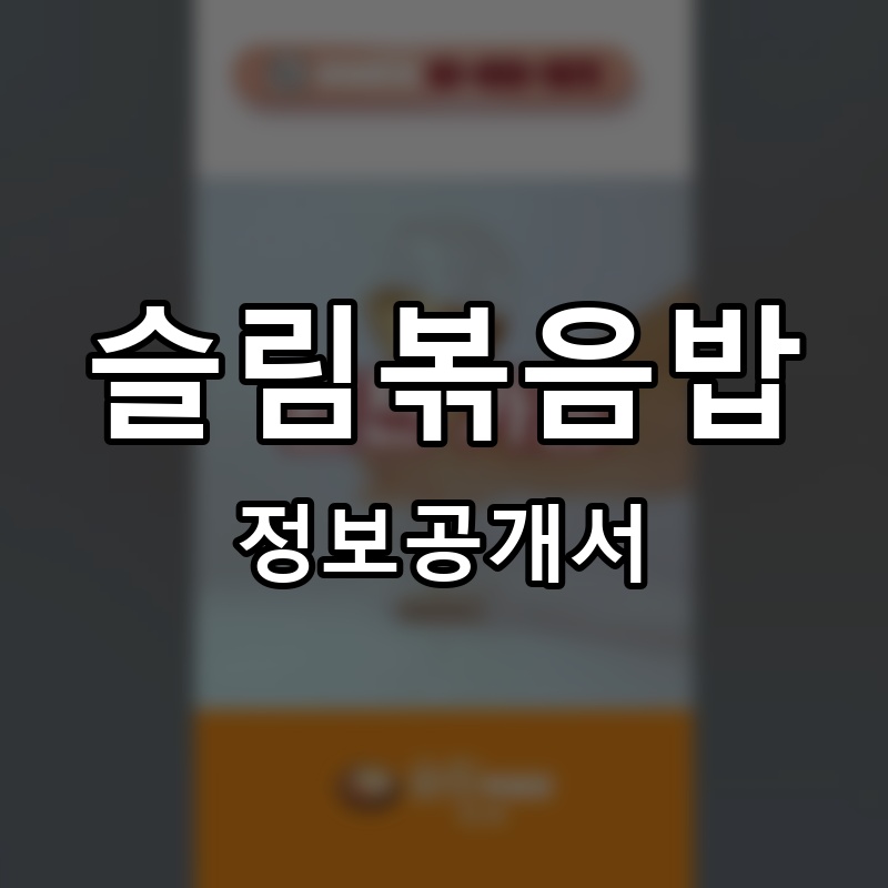 슬림볶음밥 프랜차이즈 정보공개서