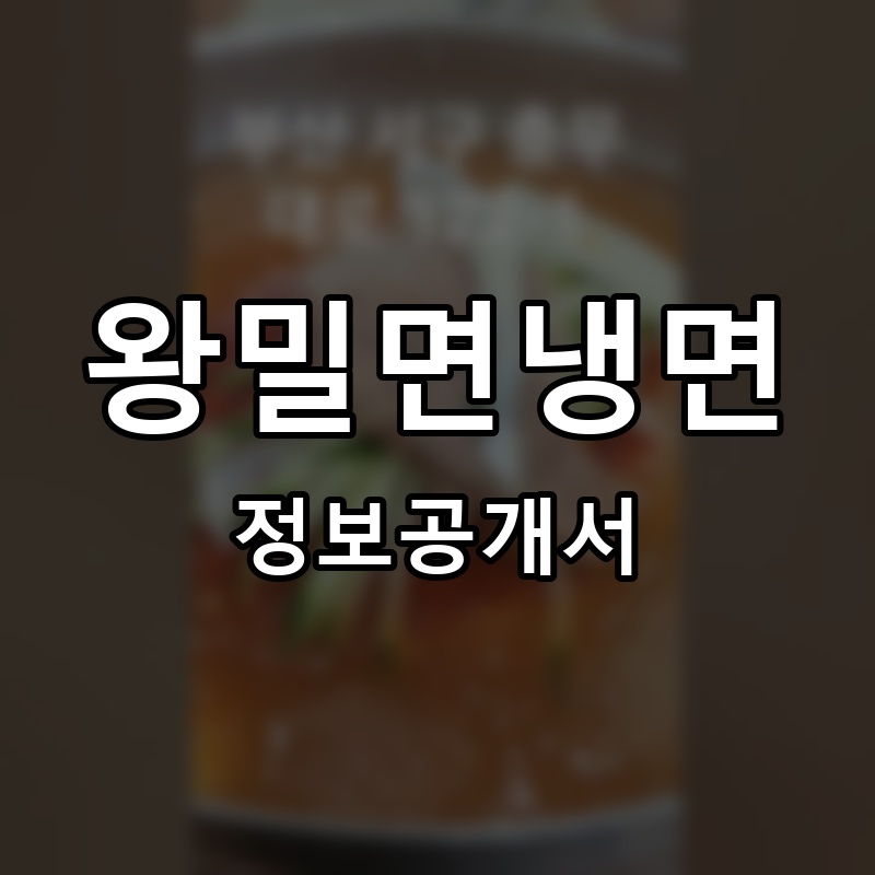 왕밀면냉면 프랜차이즈 정보공개서