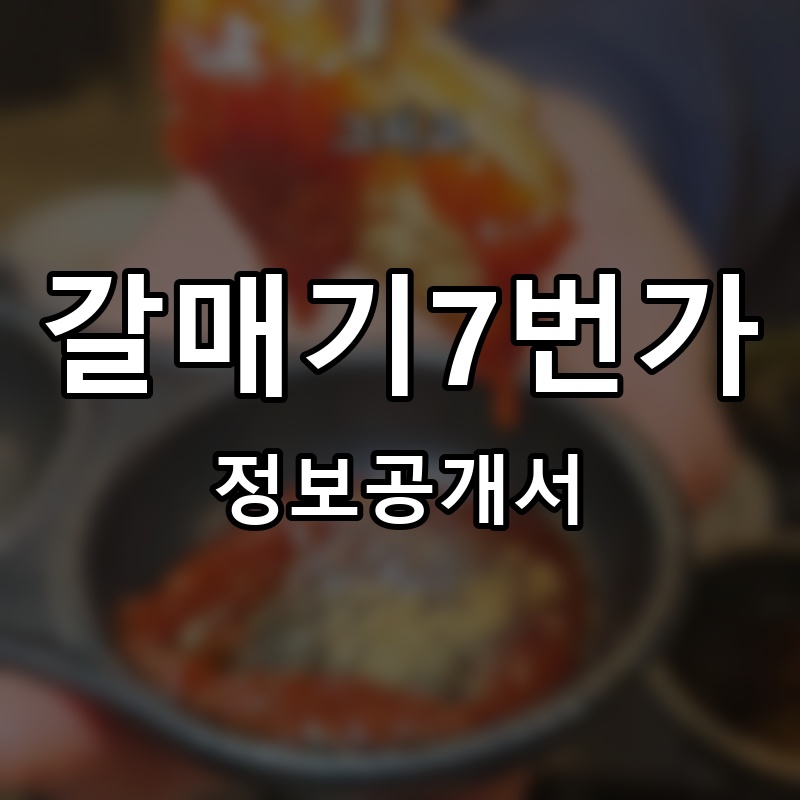 갈매기7번가 프랜차이즈 정보공개서