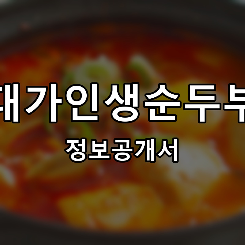 대가인생순두부 프랜차이즈 정보공개서