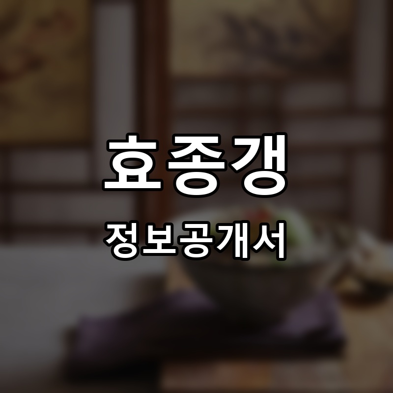 효종갱 프랜차이즈 정보공개서