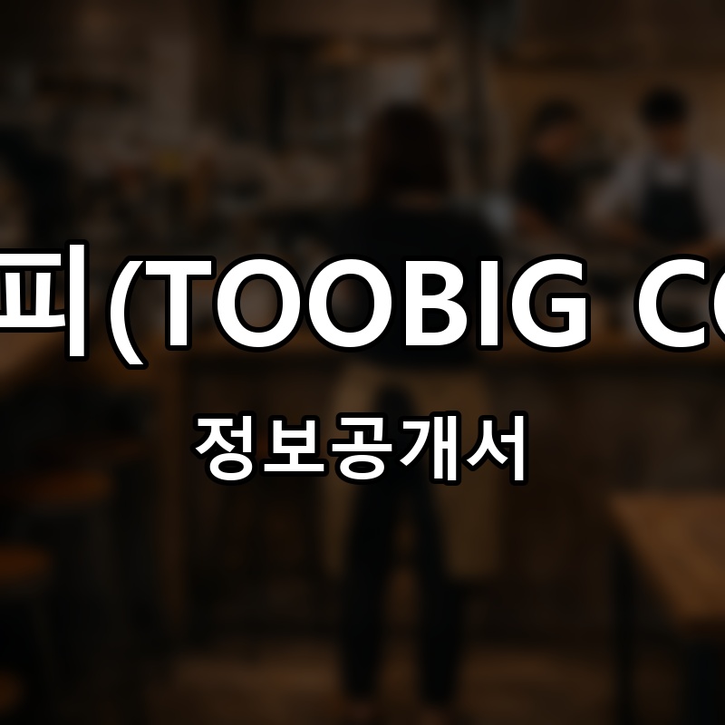 투빅커피(TOOBIG COFFEE) 프랜차이즈 정보공개서